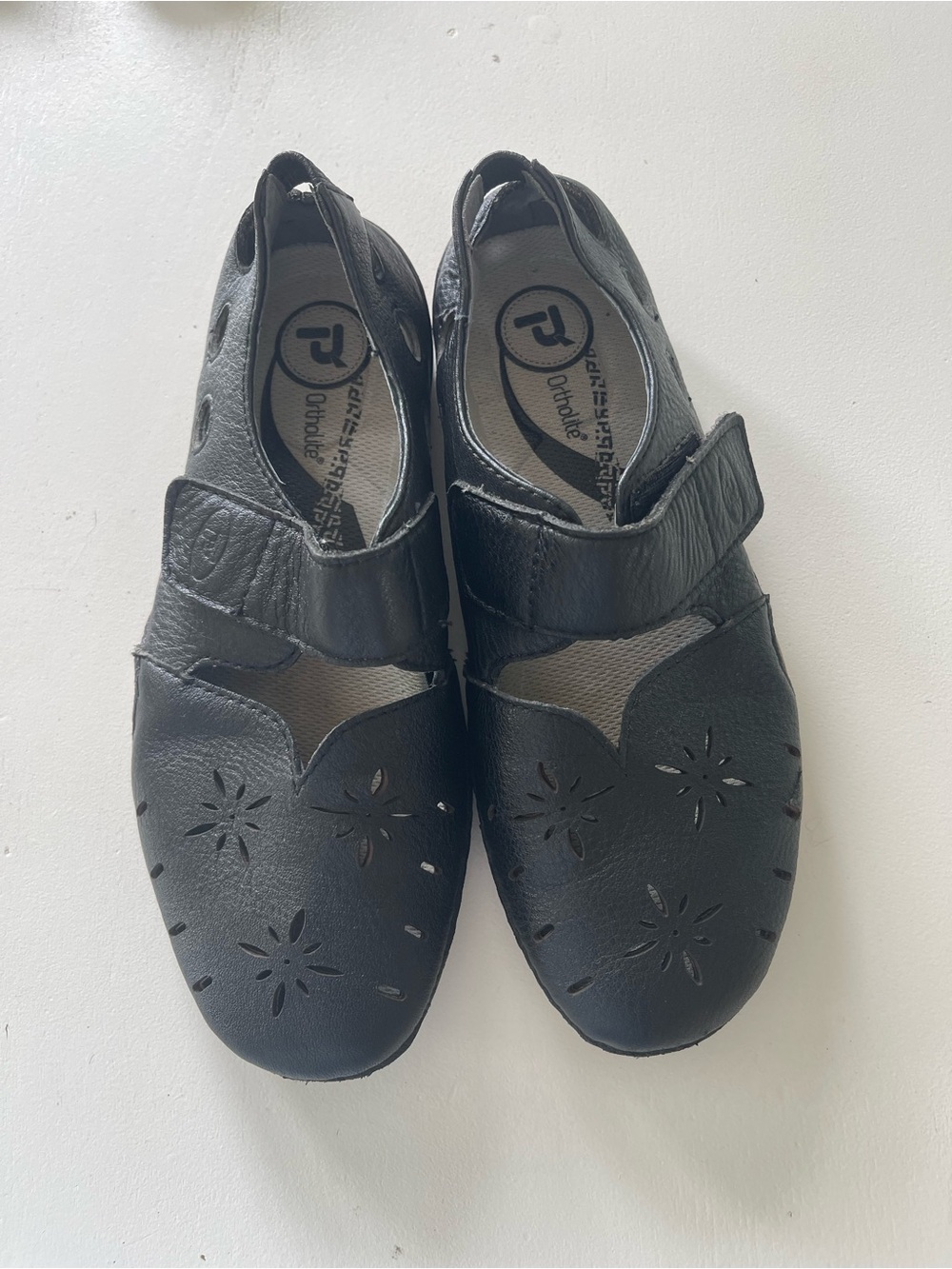 Propet Black Women's Slip-On Floral Cutout Flats